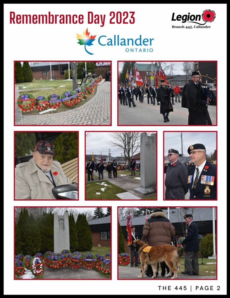 Branch 445 Bulletin December 2023 Royal Canadian Legion Callander